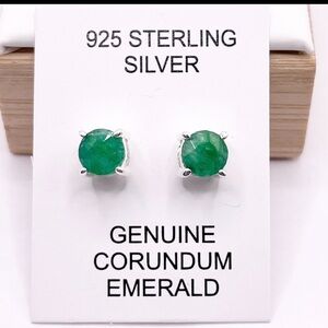 Emerald Green Sterling Silver Stud Earrings